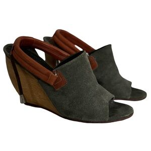 Rachel Comey Wedges Grey Perforated Leather with Tassels Sz 7.5